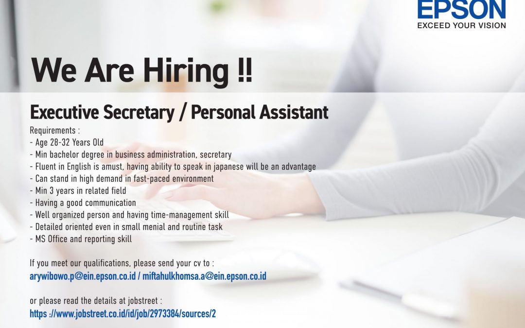 Hiring Executive Secretary Personal Assistant Program Pendidikan 